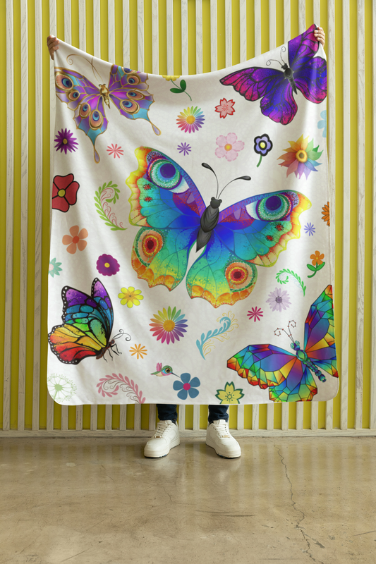 Butterflies Blanket Cute Print for Sofa Bed Couch Camping Travelling Office, Gift All Occasions, Girl’s Birthday, Christmas Arctic Fleece Blanket 50x60