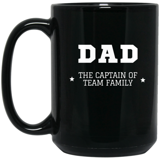 Dad Captain Team Family Black Mug