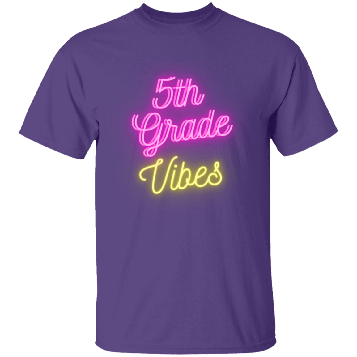 Fifth Grade Vibes Neon Pink Yellow School Shirt Youth