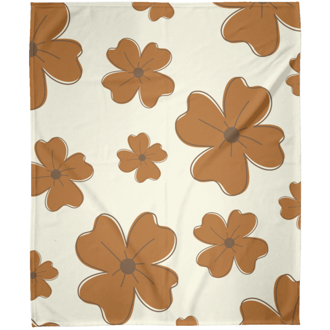 Brown Flowers Cozy Soft Blanket Cute Print for Sofa Bed Couch Camping Travelling Office, Gift All Occasions, Birthday, Christmas Arctic Fleece Blanket 50x60