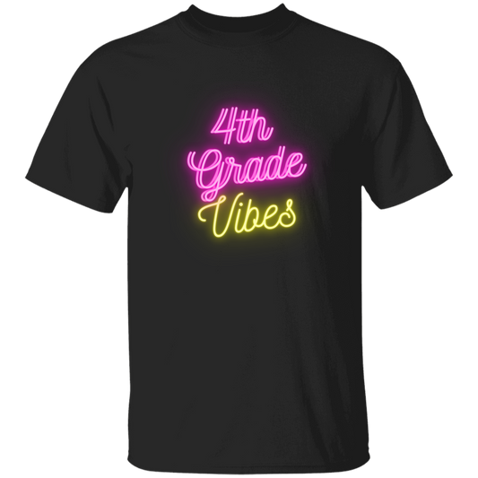 Fourth Grade Vibes Neon Pink Yellow School Shirt Youth