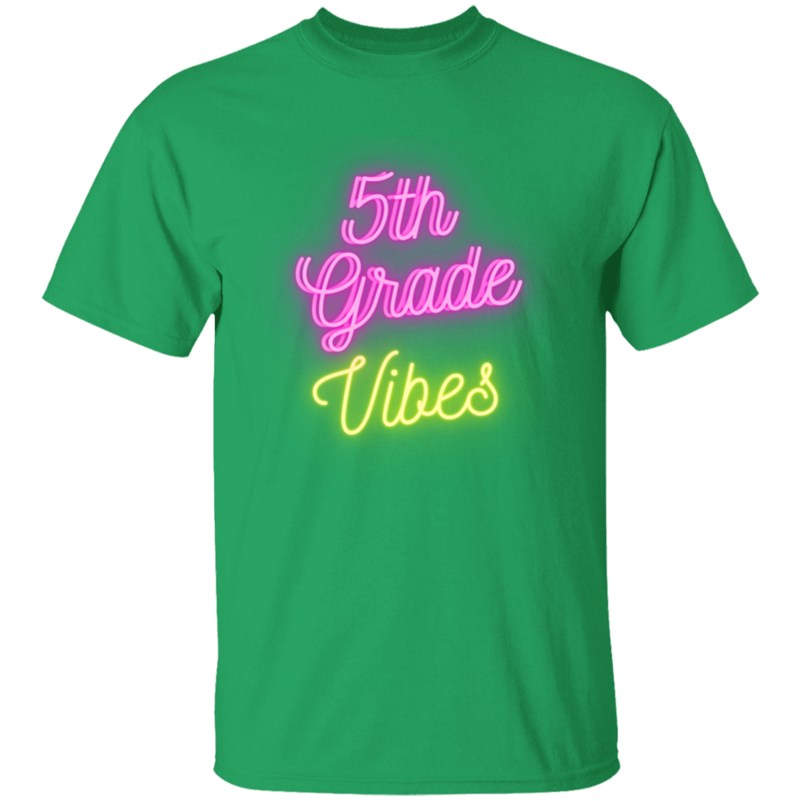 Fifth Grade Vibes Neon Pink Yellow School Shirt Youth