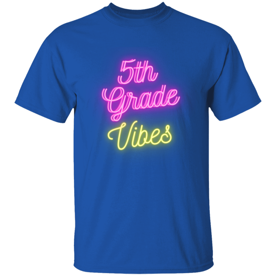 Fifth Grade Vibes Neon Pink Yellow School Shirt Youth