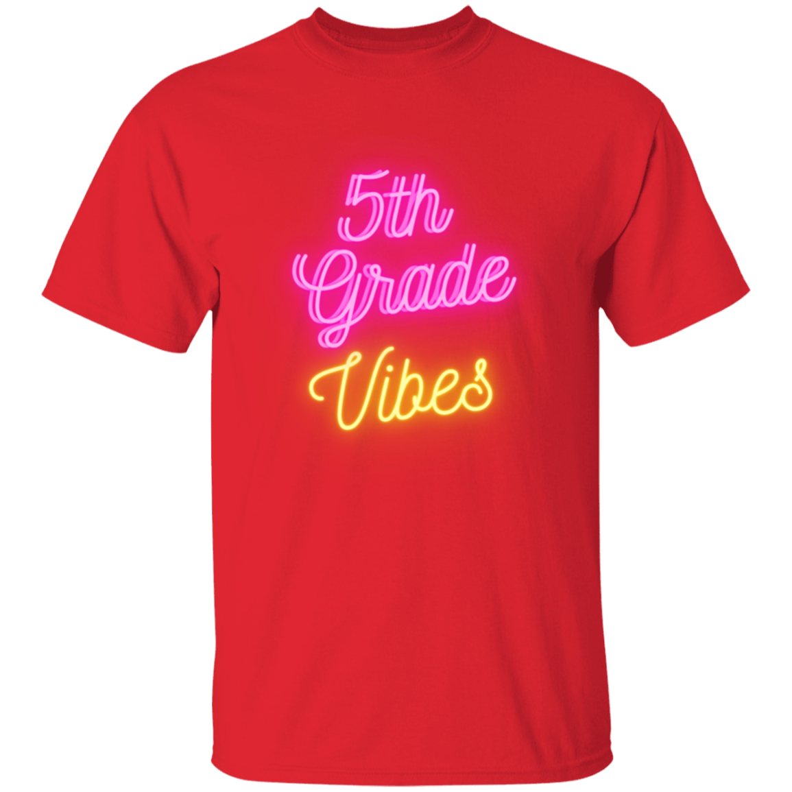 Fifth Grade Vibes Neon Pink Yellow School Shirt Youth