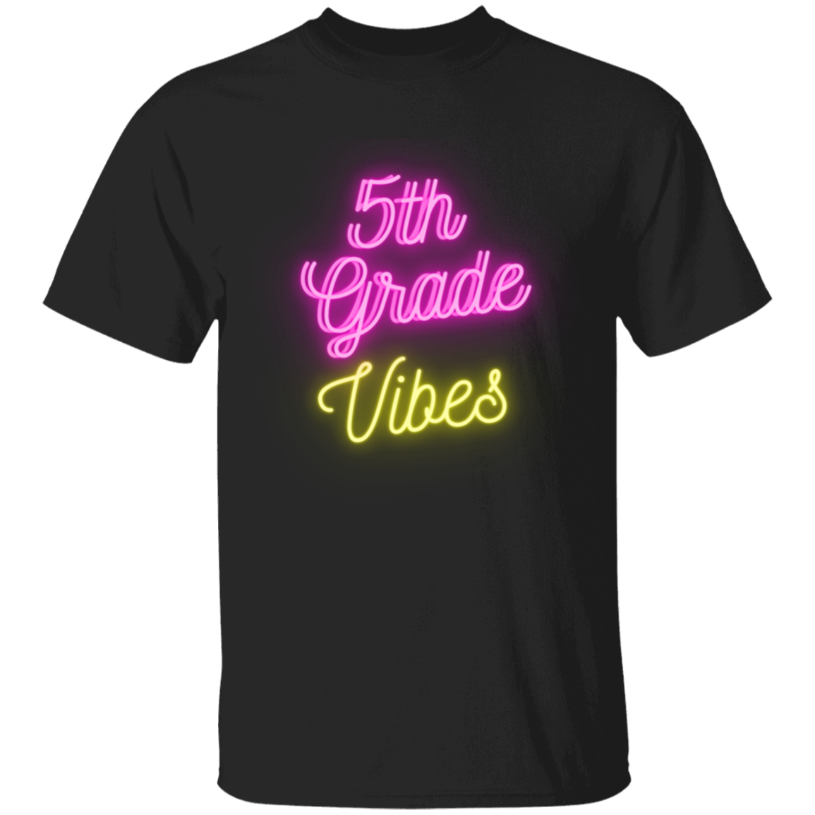 Fifth Grade Vibes Neon Pink Yellow School Shirt Youth