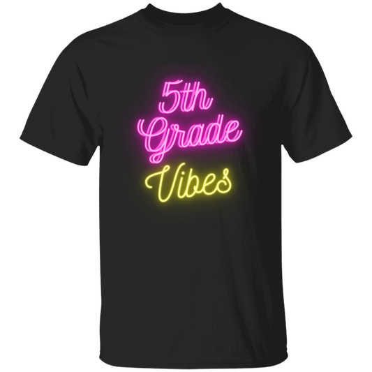 Fifth Grade Vibes Neon Pink Yellow School Shirt Youth