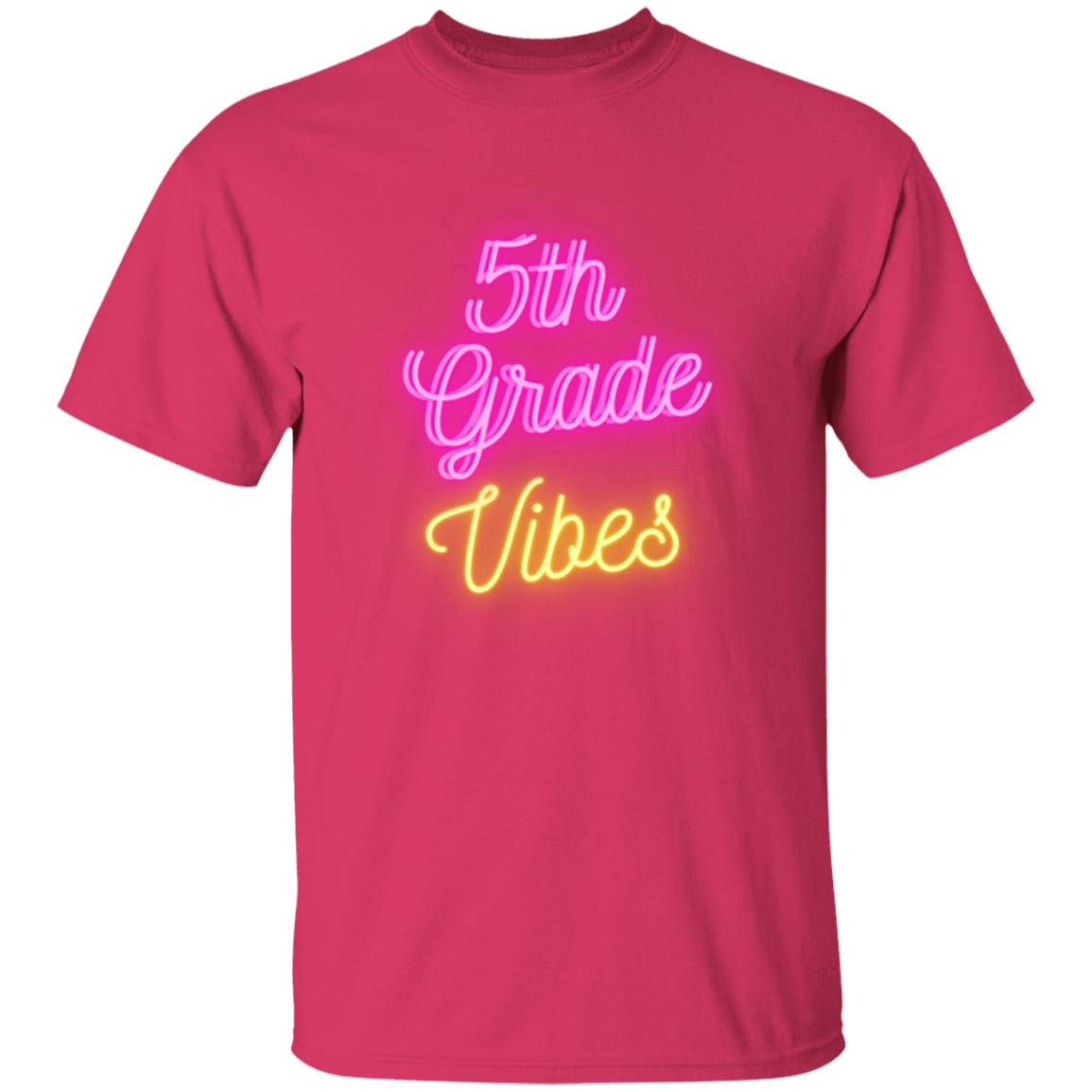 Fifth Grade Vibes Neon Pink Yellow School Shirt Youth