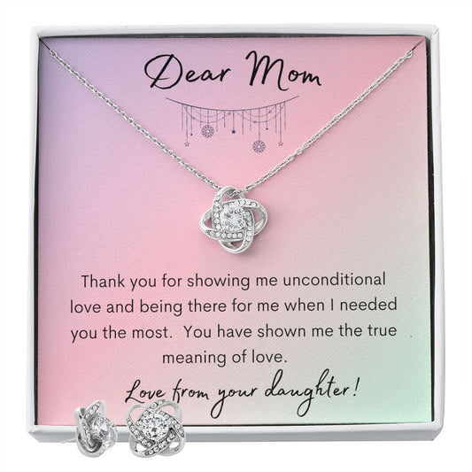 Dear Mom | From Daughter | Love Knot Earring & Necklace Set