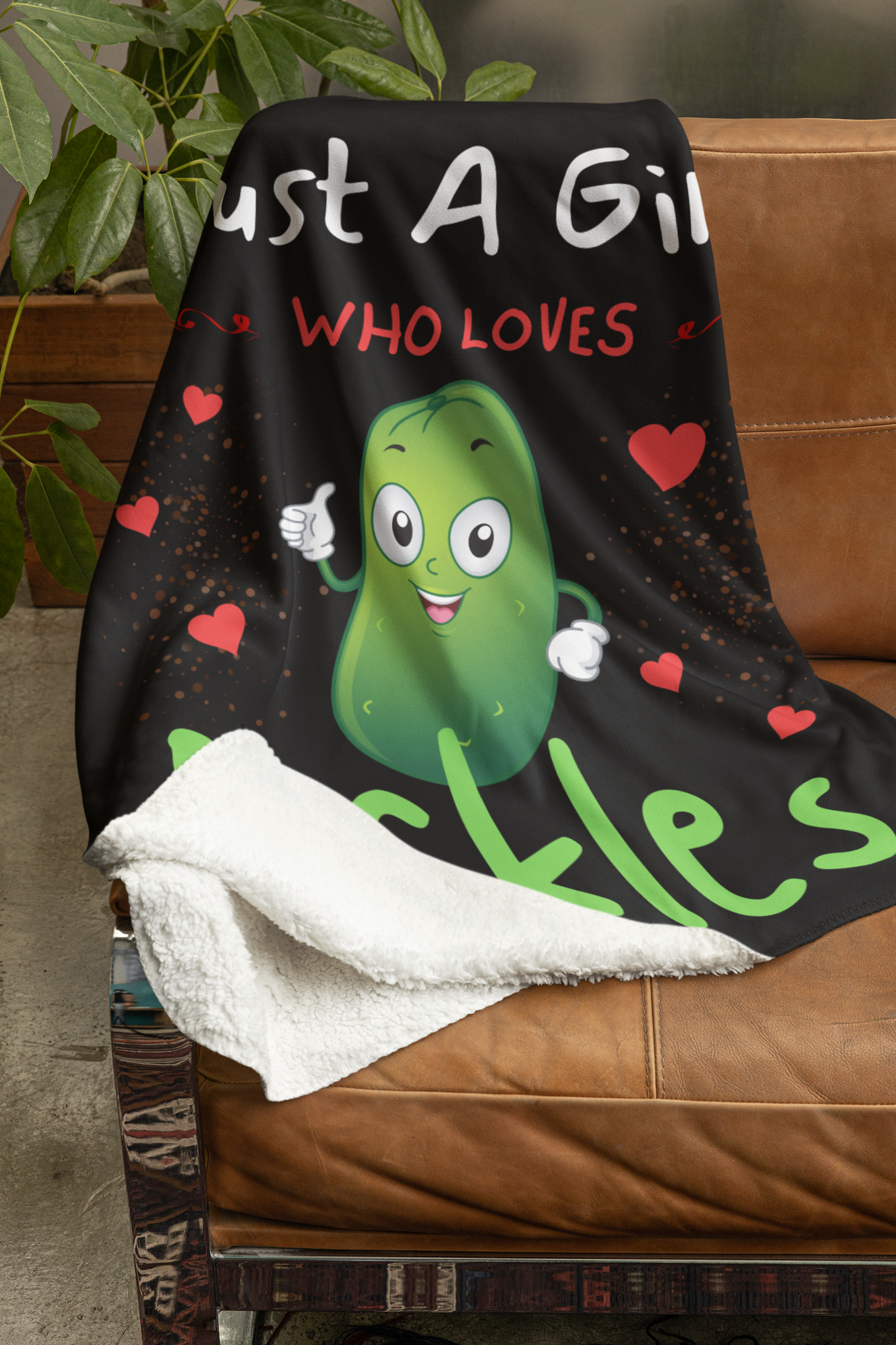 Just A Girl Who Likes Pickles Blanket Cute Print for Sofa Bed Couch Camping Travelling Office, Gift All Occasions, Girl’s Birthday, Christmas Arctic Fleece Blanket 50x60