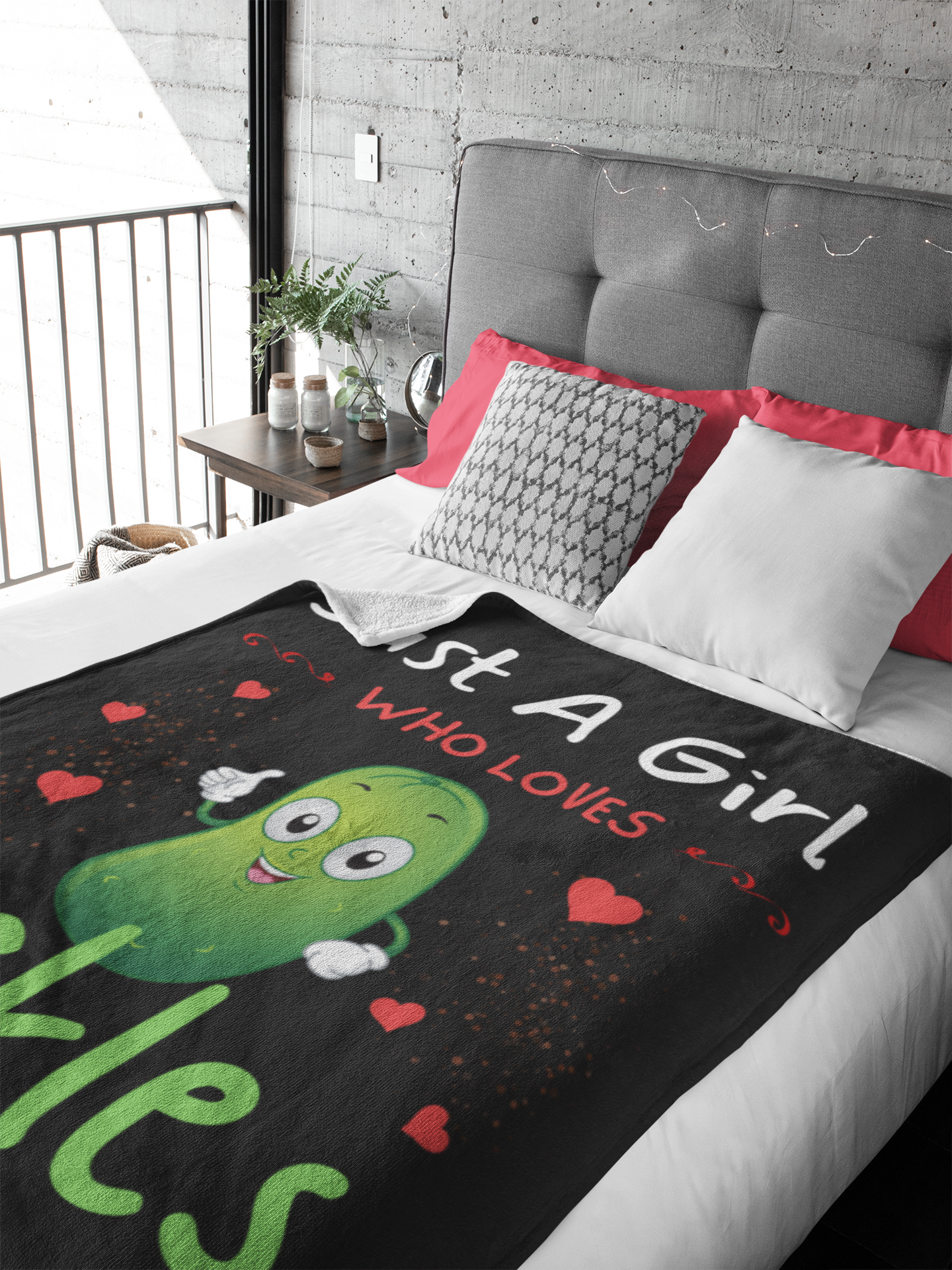 Just A Girl Who Likes Pickles Blanket Cute Print for Sofa Bed Couch Camping Travelling Office, Gift All Occasions, Girl’s Birthday, Christmas Arctic Fleece Blanket 50x60