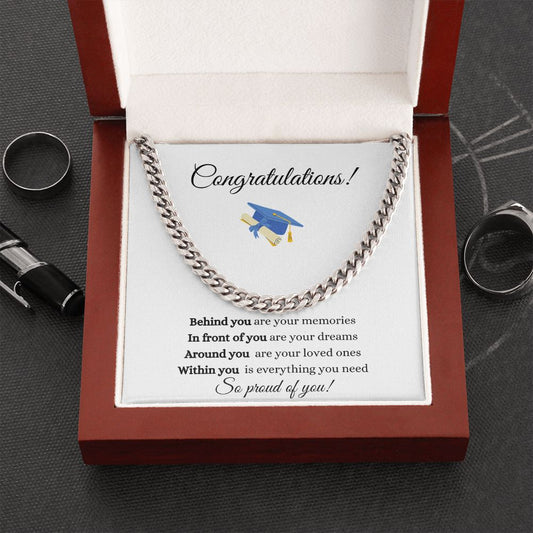 Congratulations! | Graduation gift necklace jewellery for Him | Cuban Link Chain